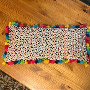 Colorful Pom Pom Accent Lumbar Pillow